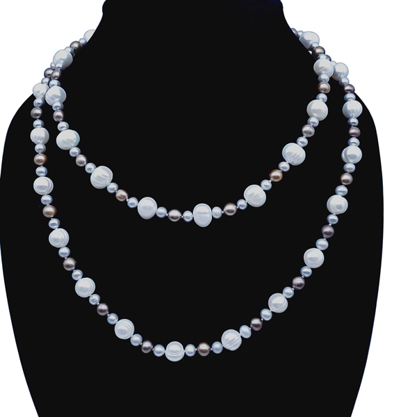 Multicolor Pearl Necklace And Bracelet Set - Image 3