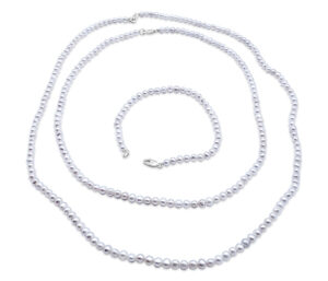 Peachy Pink Pearl Necklace And Bracelet Set