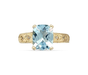 Old Mine Aquamarine And Diamond Ring