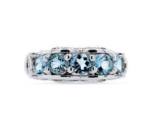 Old Mine Aquamarine And Gold Ring